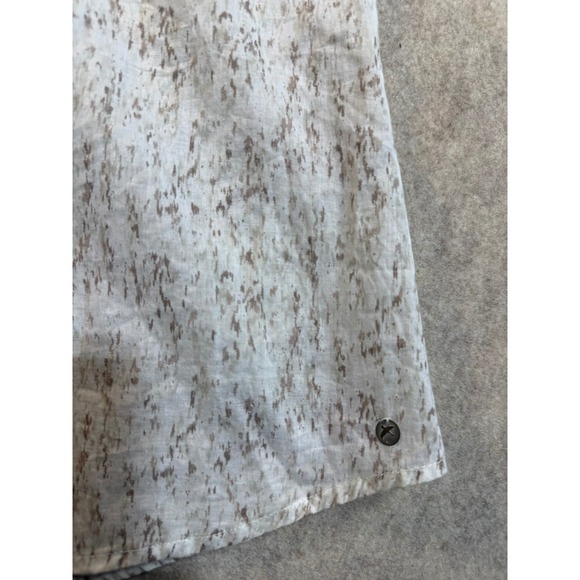 Eddie Bauer Womens Small Short Sleeve Button Up Shirt Ruffle Neck Abstract Print - Picture 2 of 5